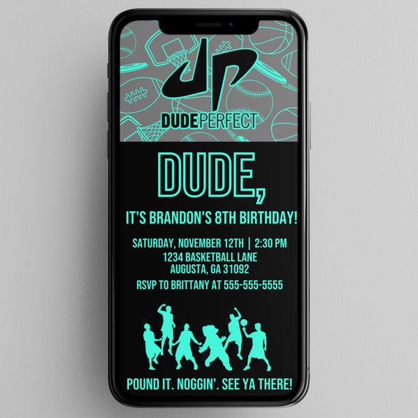 Dude Perfect E-Invitation, Dude Perfect Birthday, Dude Perfect Party, Sports Theme Invitation, Dude Perfect Youtube