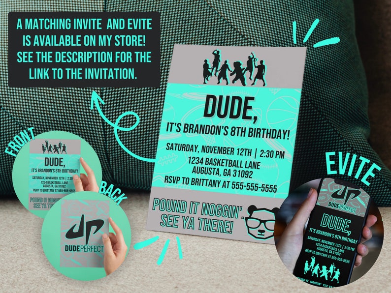 Dude Perfect Party Bundle, Dude Perfect Signs, Dude Perfect Party Pack, Dude Perfect Party Decor, Dude Perfect Invitation, Dude Perfect image 7