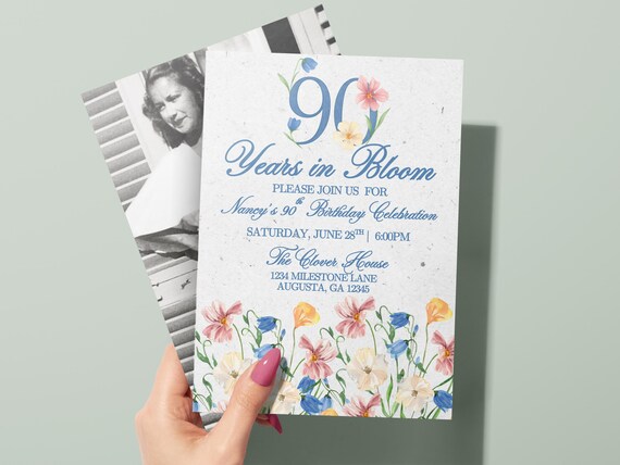 90th Birthday Invitation l 90th Birthday Party | 90th Birthday Invite | Printable Invitation | Digital Download