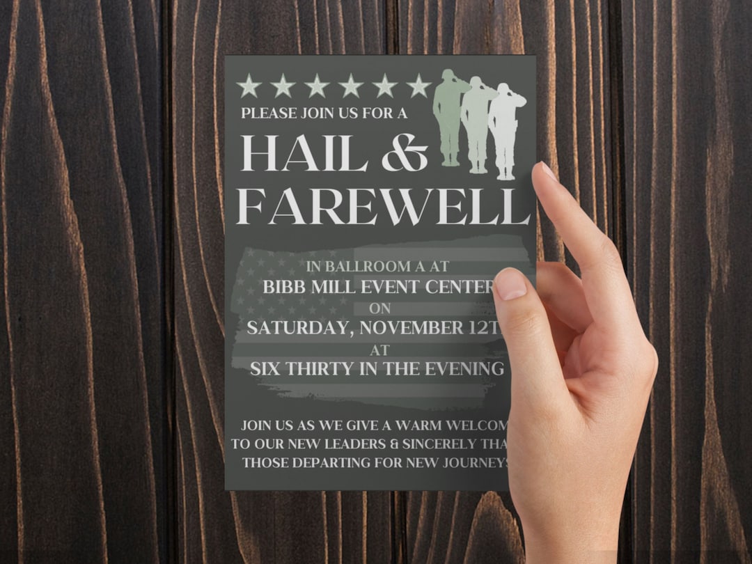 Military Hail and Farewell Invitation, Military Farewell Invite, Hail