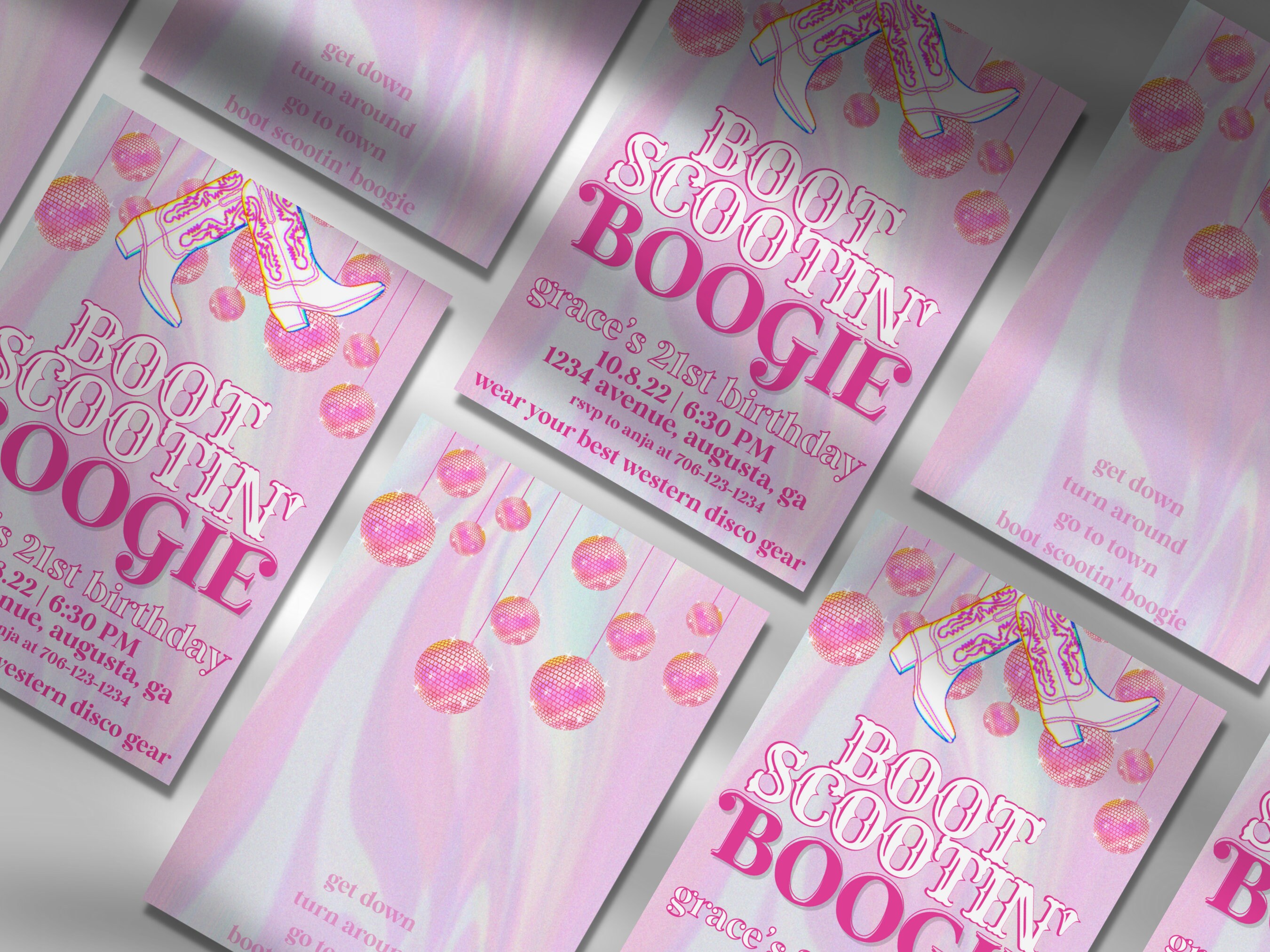 Boot Scootin Birthday Party Invitation Disco Cowgirl Etsy