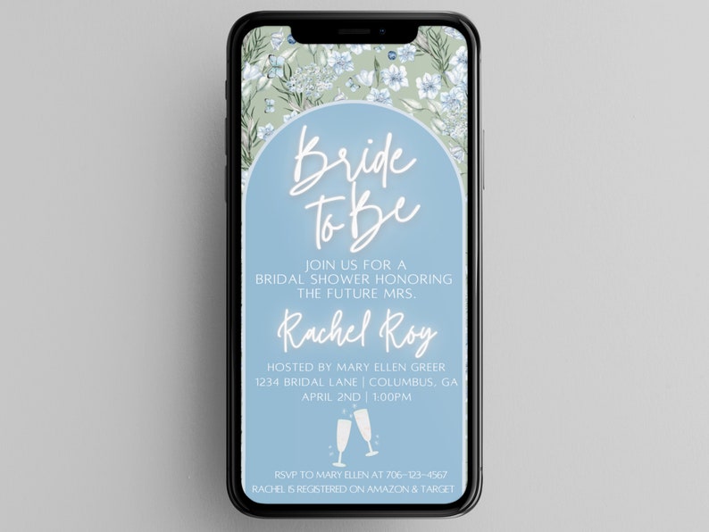 Bridal Shower Evite Template Wedding Shower Electronic Etsy