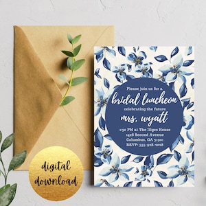 Floral Bridal Shower Invitation, Bridal Luncheon Invitation, Elegant Bridal Invite