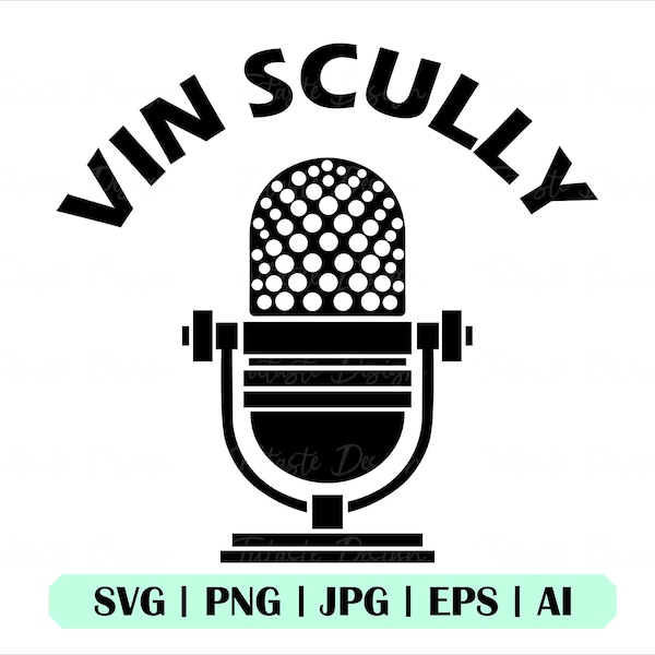 Vin Scully Mic Svg, Vin Scully Svg, Vin Scully Microphone Svg, Vin Scully Vector, Cricut, Cuttable File, Instant Download, Silhouette, Svg