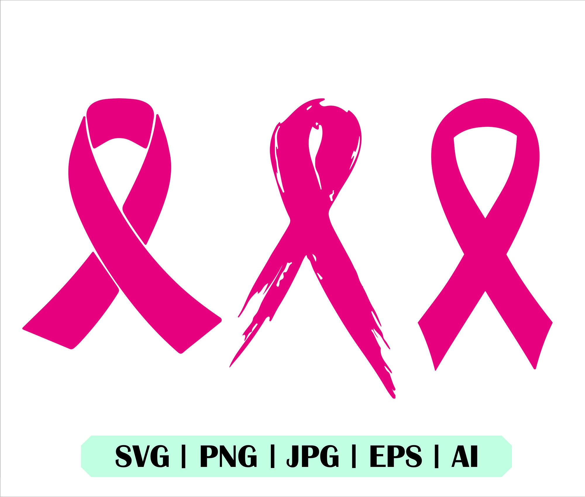 Pink ribbon. Woman breast cancer awareness realistic symbol. Vector si By  ONYX