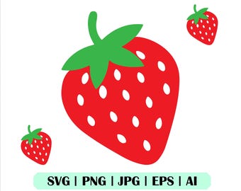 Erdbeere SVG, SVG-Dateien für Cricut, Clipart, Obst, Instant Download, Erdbeere Png, Silhouette, Cut File, Sommer svg, Mode svg