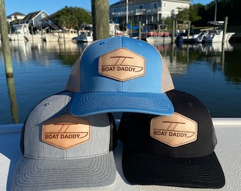 Boat Daddy Marine Richardson Leather Patch Trucker Hat - Etsy