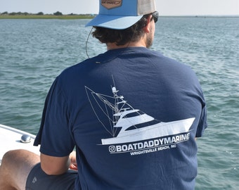 Boat Daddy Marine Navy Blue Short & Long Sleeve Pocket T-Shirt