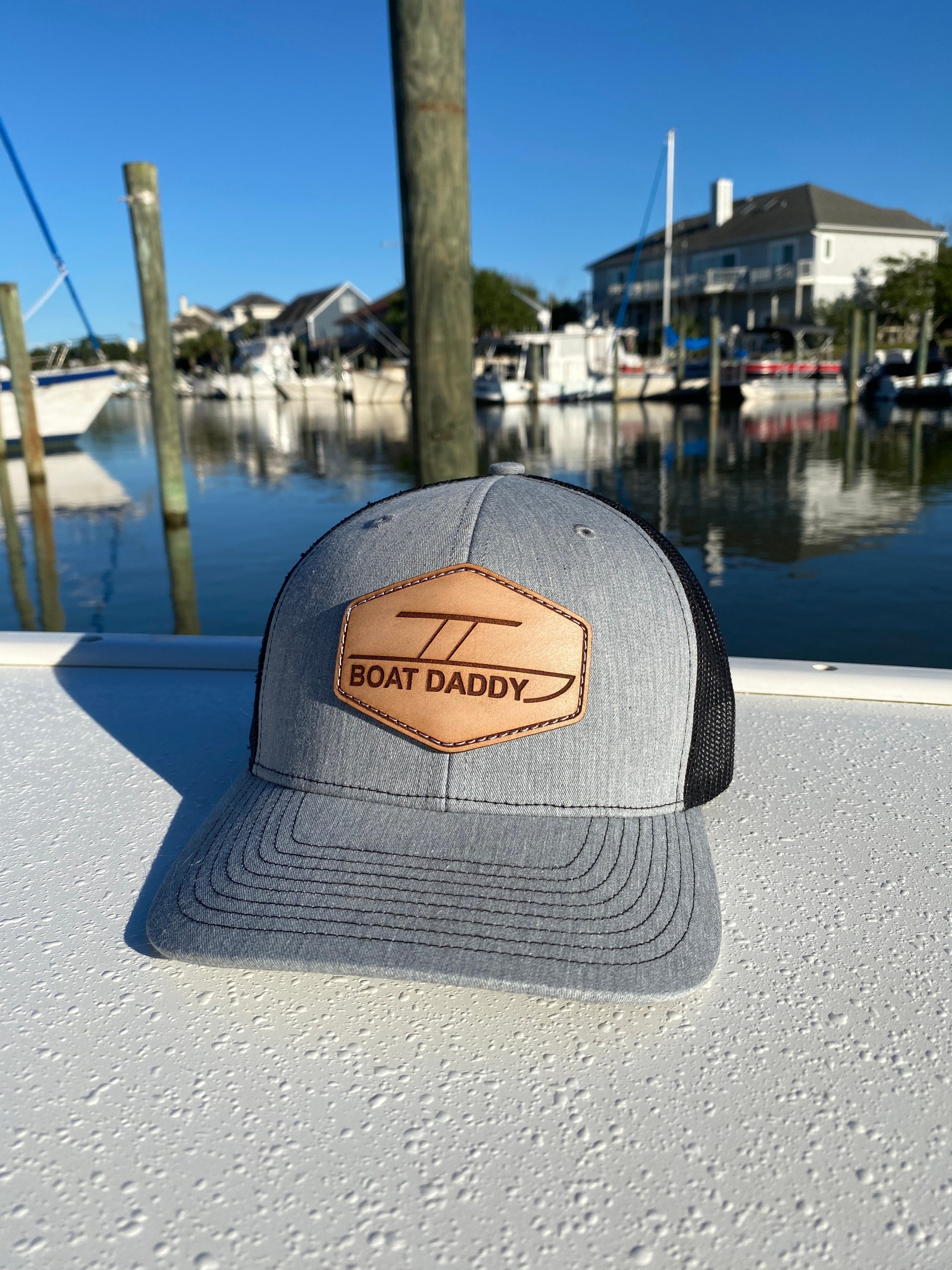 Boat Daddy Marine Richardson Leather Patch Trucker Hat - Etsy