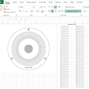 May include: A black and white circular template with a central circle and concentric rings. The rings are labeled with the text "Change Text Here". The template is titled "Template Title".
