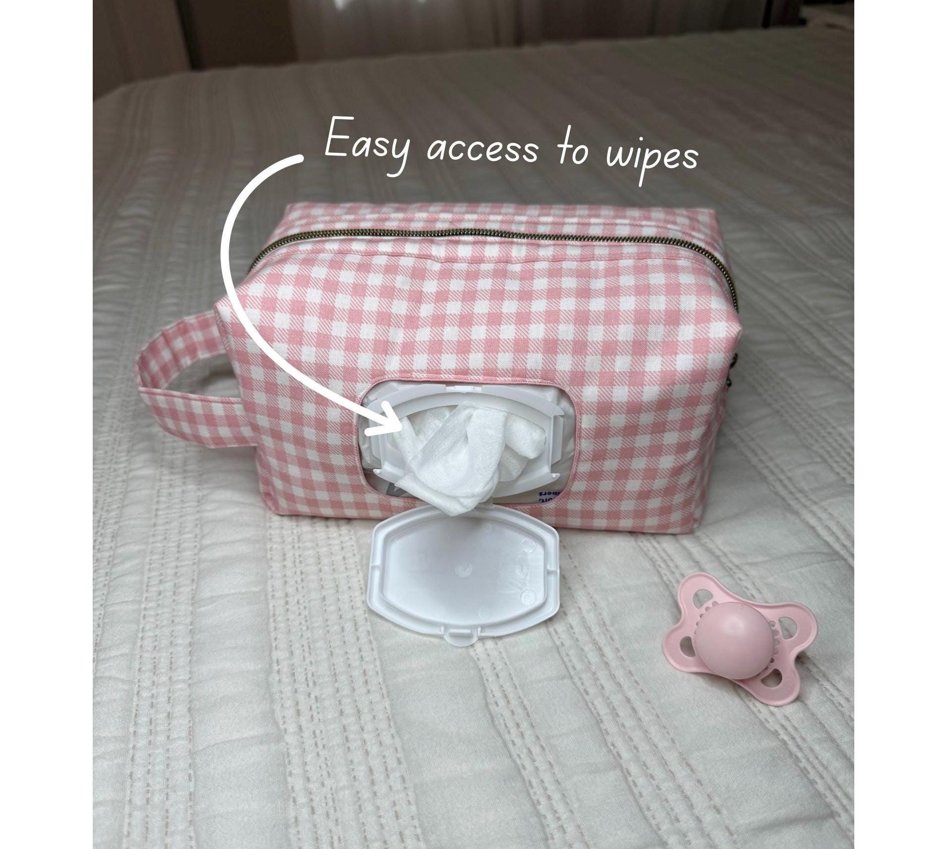 Pink Gingham Diaper & Wipe Pouch | Diaper Bag | Diaper Pouch | Baby Shower Gift | First time mom Gift |