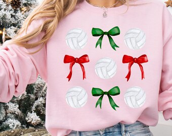 Volleyball Christmas Graphic Sweatshirt, Bows