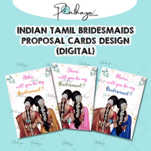 Cartão de proposta de damas de honra tamil indianas (digital) Convite de casamento indiano tamil, casamento no sul da Ásia