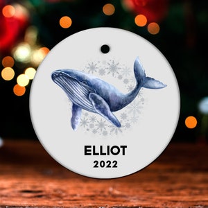 Blue Whale Christmas Ornament, Personalized Blue Whale Ornament, Blue Whale Gift, Blue Whale Christmas Tree Decor, Whale Decoration GO526