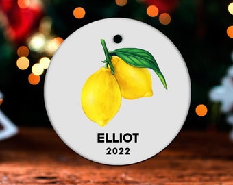 Lemon Christmas Ornament, Personalized Lemon Ornament, Lemon Gift, Lemon Christmas Tree Decor, Lemon Decoration, Lemon Present GO234