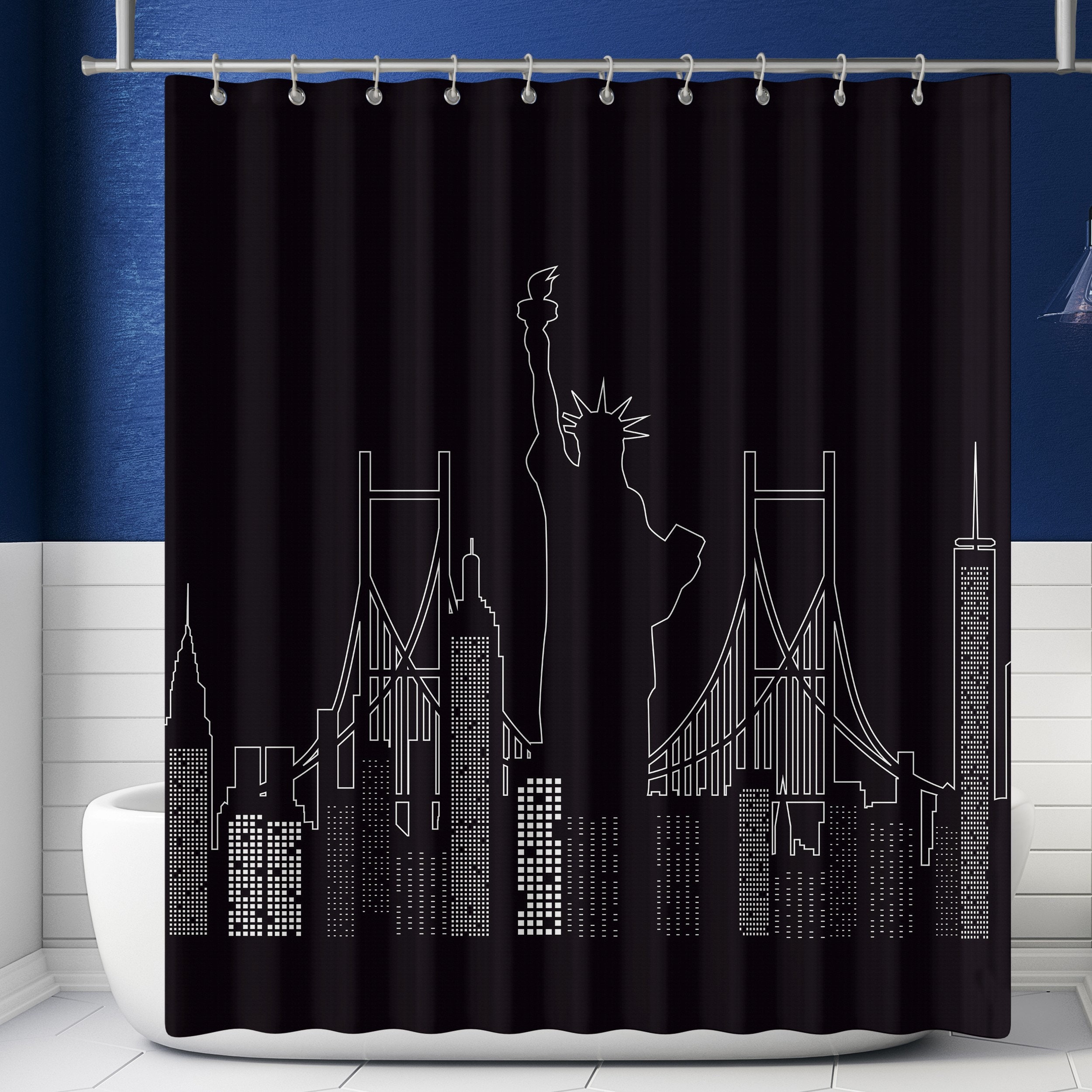 New York City Shower Curtain, New York City Bathroom Decor, Housewarming  Gift, image size:2500x2500