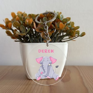 Custom Acrylic Elephant Keychain, Elephant Keychain, Elephant Gift, gift for Her, Gift for Him, Elephant lover, Christmas Gift GK232