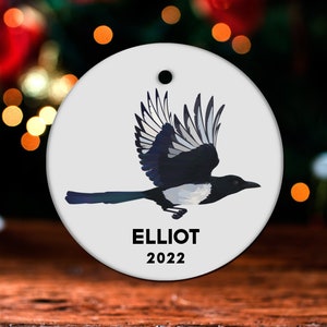 Magpie Christmas Ornament, Personalized Magpie Ornament, Magpie Gift, Magpie Christmas Tree Decor, Magpie Decoration, Magpie Present GO251