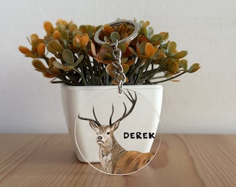 Custom Acrylic Deer Keychain, Deer Keychain, Deer Gift, Personalized gift for Her, Gift for Him, Deer lover, Christmas Gift GK198