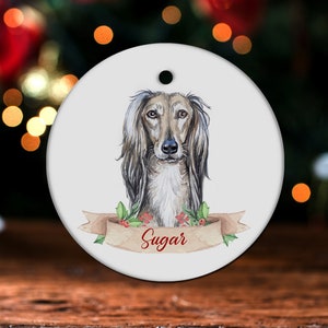 Saluki Ornament, Saluki Christmas Tree Decor, Saluki Owner Gift GH60