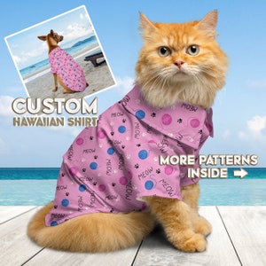 Hawaiian Cat Shirt, Pet Aloha Shirts, Hawaiian Dog Shirt, Custom Pet Clothes, Personalized Pet Gifts