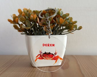 Crab Keychain, Custom Acrylic Crab Keychain, Crab Gift, Personalized gift for Her, Gift for Him, Christmas Gift, Crab lover GK175