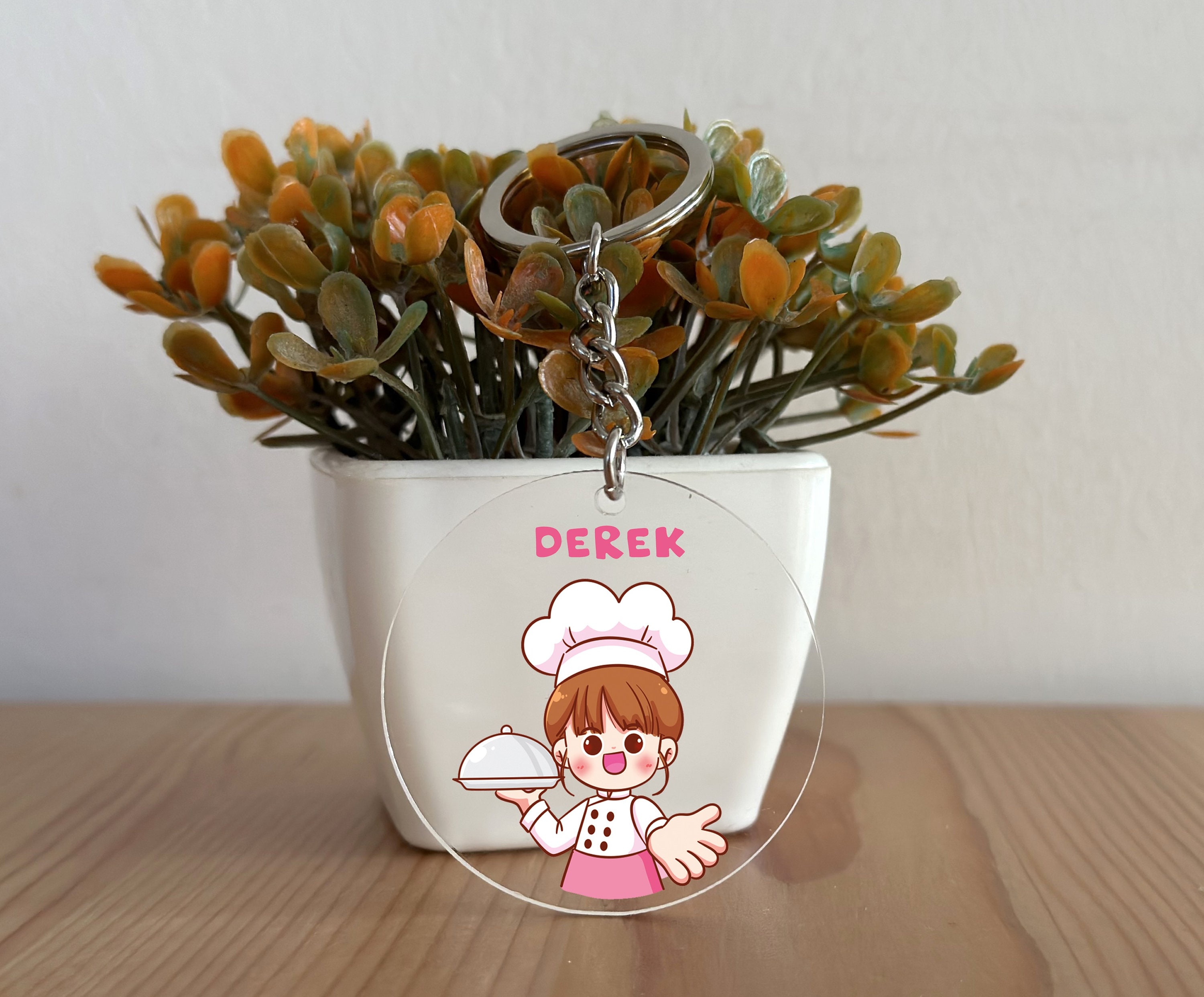 Baker Keychain, Custom Acrylic Baker Keychain, Baker Gift, Personalized ...