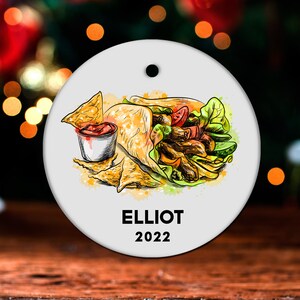 Burrito Christmas Ornament, Personalized Burrito Ornament, Burrito Gift, Burrito Christmas Tree Decor, Burrito Decoration, Present GO153