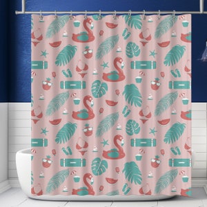 Flamingo Duschvorhang, Flamingo Badezimmer Dekor, Geschenk zur Wohnungserwärmung