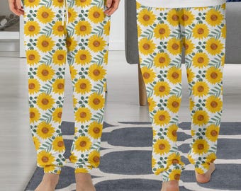 Sunflower Pajama Pants, Sunflower Pajama, Sunflower Gift, Funny Pajama PP78