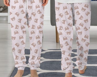 Pantalones de pijama de oso, pijama de oso, regalo de oso, pijama divertido PP13