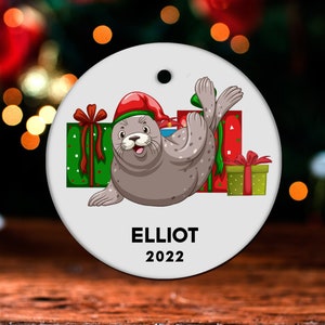 Seal Christmas Ornament, Personalized Seal Ornament, Seal Gift, Seal Christmas Tree Decor, Seal Decoration, Seal Present GO130