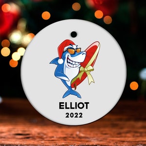 Shark Christmas Ornament, Personalized Shark Ornament, Shark Gift, Shark Christmas Tree Decor, Shark Decoration, Shark Present GO40
