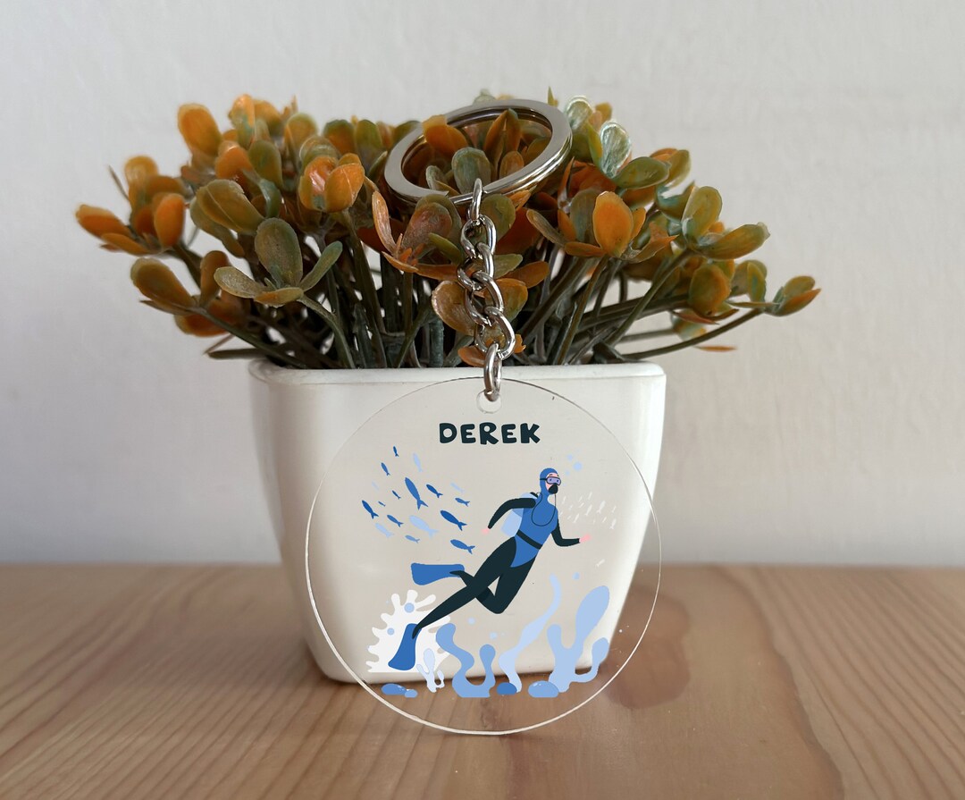 Custom Acrylic Diving Keychain, Diver Keychain, Diving Gift ...