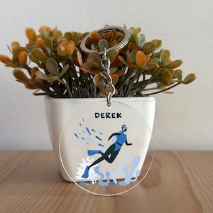 Custom Acrylic Diving Keychain, Diver Keychain, Diving Gift, Personalized gift for Her, Gift for Him, Diving lover, Christmas Gift GK206