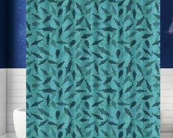 Shark Shower Curtain, Shark Bathroom Decor, Housewarming Gift