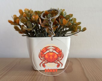 Crab Keychain, Custom Acrylic Crab Keychain, Crab Gift, Personalized gift for Her, Gift for Him, Christmas Gift, Crab Present GK8