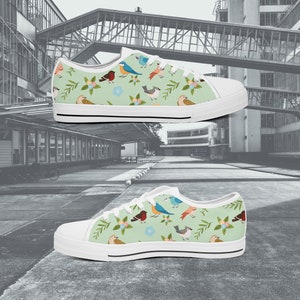 Bird Canvas Shoes, Low Top Canvas Shoe, Bird Gift, Bird Themed, Bird Footwear, Bird Design, Bird Print, Christmas Gift LSC11