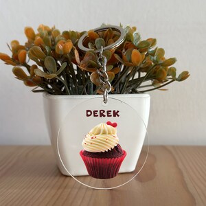 Cupcake Keychain, Custom Acrylic Cupcake Keychain, Cupcake Gift, Personalized gift for Her, Gift for Him Christmas Gift, Cupcake lover GK183