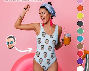 Benutzerdefiniertes Gesicht Badeanzug, personalisierter Badeanzug, lustiger Junggesellinnen-Badeanzug, Strand-Junggesellinnen-Party, Braut-Badeanzug SWS1