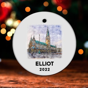 Hamburg Christmas Ornament, Personalized Hamburg Ornament, Hamburg Gift, Hamburg Christmas Tree Decor, Hamburg Decoration, Present GO486