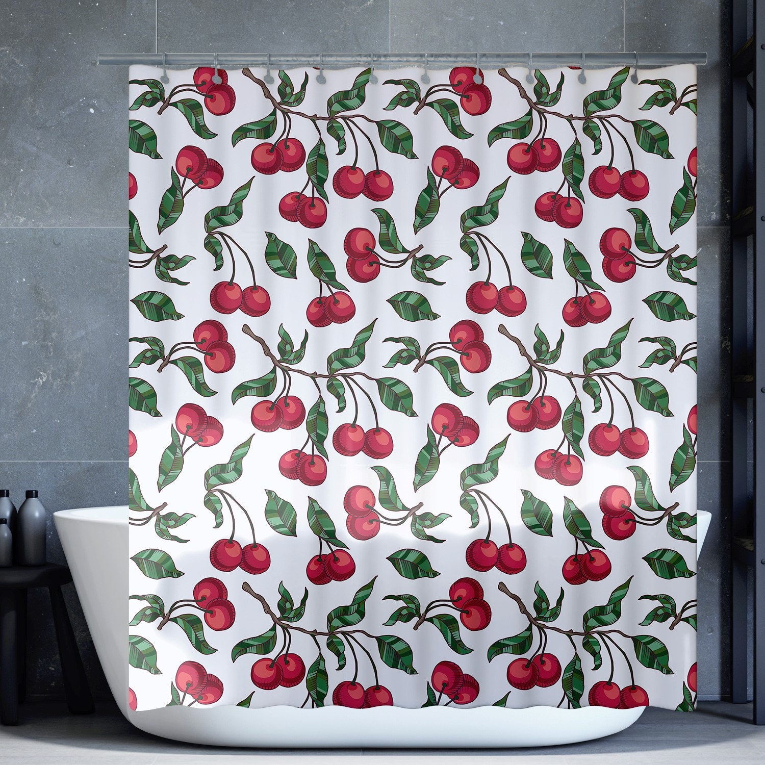 Cherry Shower Curtain, Cherry Bathroom Decor, Housewarming Gift - Etsy