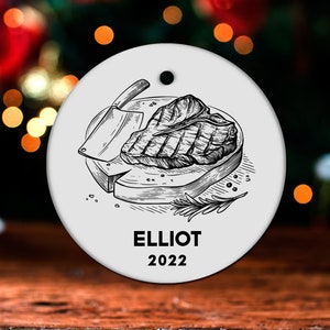 Steak Christmas Ornament, Personalized Steak Ornament, Steak Gift, Steak Christmas Tree Decor, Steak Decoration, Steak Present GO277