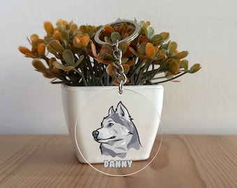 Husky nyckelring, anpassad akryl Husky nyckelring, Husky present, personlig present till henne, present till honom, julklapp, Husky mamma present GK7