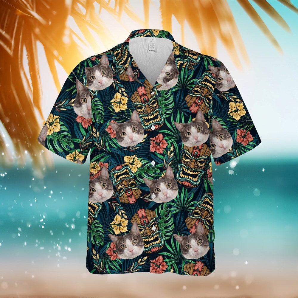 Custom Cat Hawaiian Shirt, Bachelorette Shirt, Cat Owner Gift Idea, Hawaii Custom Face Shirt, Gift For Pet Owner, Dog Face Shirt Htsh12