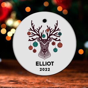 Deer Christmas Ornament, Personalized Deer Ornament, Deer Gift, Deer Christmas Tree Decor, Deer Decoration, Deer Present GO95