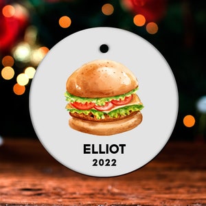 Burger Christmas Ornament, Personalized Burger Ornament, Burger Gift, Burger Christmas Tree Decor, Burger Decoration, Burger Present GO618