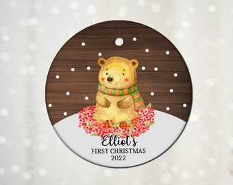 Bear Decoration, Baby Christmas Gift, Baby Bear Christmas Ornament, Bear Ornament, First Christmas Ornament, Bear Christmas Tree Decor GMO26