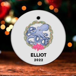 Octopus Christmas Ornament, Personalized Octopus Ornament, Octopus Gift, Octopus Christmas Tree Decor, Octopus Decoration, Present GO246