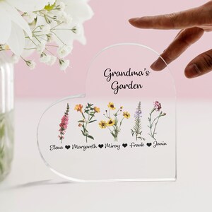 Grandma&#39;s Garden Acrylic Plaque, Personalized Grandmother Gift, Mother&#39;s Day Plaque, Nana Gift Idea, Mothers Day Present ACPG2